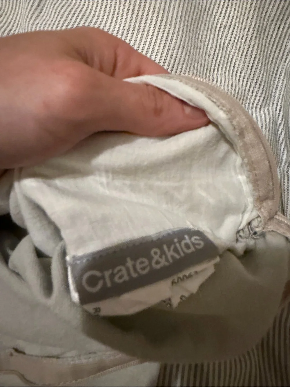 Crate&Barrel Beige Decorative Throw Pillow Cover with White Stitching